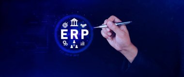 ERP Kavramı, Girişim kaynak planlama kavramı, sanal ekranda ERP sisteminin analizi, iş zekası, HR ve CRM modülleri arasındaki bağlantılar.