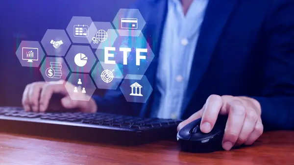 stock image ETF investment concept, Exchange Traded Fund, ETF stock options and stock market index fund, Growing Wealth in the Financial Market.