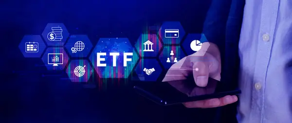 stock image ETF investment concept, Exchange Traded Fund, ETF stock options and stock market index fund, Growing Wealth in the Financial Market.