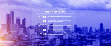 Çevrimiçi Sigorta konsepti, sigorta ve sigorta ikonları aile sağlığı emlak arabası ve risk yönetimi konsepti için finans, çevrimiçi sigorta.