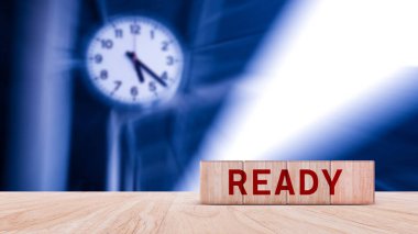 Hazır konsept, hazır kelime tahta küpler, iş konsepti, destek, motivasyon ve hazır konsept. Boşluğu kopyala.