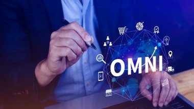 Omni Channel pazarlama kavramı, OMNI CHANNEL pazarlamanın dijital temsili, e-ticaret, dağıtım, sosyal medya pazarlaması, analitik, müşteri ilişkileri.