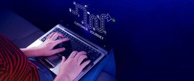 Müşteri seyahati konsepti, pazarlama ve müşteri davranış analizi genel müşteri deneyimlerini geliştirmek ve sadakati artırmak için müşteri yolculuğunu anlamak, stratejik planlama.