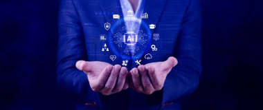 İş konsepti için yapay zeka. Yapay zeka mühendisliği, yenilikçi teknoloji öğrenme konseptinde yapay zeka işlemcileri.