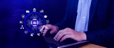 İş konsepti için yapay zeka. Yapay zeka mühendisliği, yenilikçi teknoloji öğrenme konseptinde yapay zeka işlemcileri.