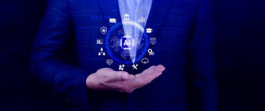 İş konsepti için yapay zeka. Yapay zeka mühendisliği, yenilikçi teknoloji öğrenme konseptinde yapay zeka işlemcileri.