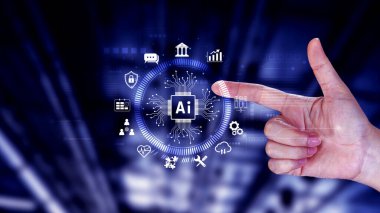 İş konsepti için yapay zeka. Yapay zeka mühendisliği, yenilikçi teknoloji öğrenme konseptinde yapay zeka işlemcileri.