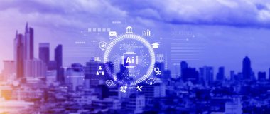 İş konsepti için yapay zeka. Yapay zeka mühendisliği, yenilikçi teknoloji öğrenme konseptinde yapay zeka işlemcileri.