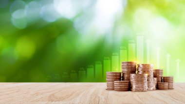 Para yığını arka plan iş konsepti. Faiz Yatırım fikirleri, getiriler, mali getiriler, tasarruflar, yatırım şirketleri.