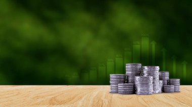 Para yığını arka plan iş konsepti. Faiz Yatırım fikirleri, getiriler, mali getiriler, tasarruflar, yatırım şirketleri.