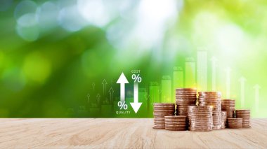 Maliyet ve kalite kontrol kavramı. Verimliliği, verimli işi, etkili riski, maliyet raporunu iyileştirmek için ürün ve hizmetlerin kalite artışı ve maliyet optimizasyonu