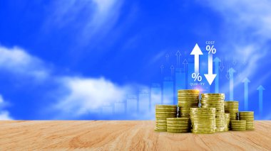 Maliyet ve kalite kontrol kavramı. Verimliliği, verimli işi, etkili riski, maliyet raporunu iyileştirmek için ürün ve hizmetlerin kalite artışı ve maliyet optimizasyonu