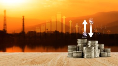 Maliyet ve kalite kontrol kavramı. Verimliliği, verimli işi, etkili riski, maliyet raporunu iyileştirmek için ürün ve hizmetlerin kalite artışı ve maliyet optimizasyonu