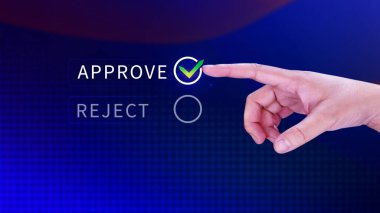 Garanti konseptini onayla veya reddet, onayla, kabul et, kabul et, teftişi geç, belge ve projeyi onaylamak için doğru işareti işaretle, Yönetim, inceleme, anket, tik, sertifika.