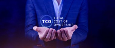 TCO concept. Total Cost of Ownership, purchase price of an asset plus the costs of operation, business concept background clipart