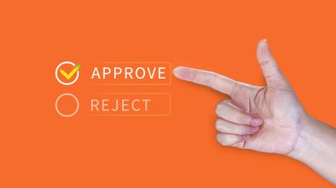 Garanti konseptini onayla veya reddet, onayla, kabul et, kabul et, teftişi geç, belge ve projeyi onaylamak için doğru işareti işaretle, Yönetim, inceleme, anket, tik, sertifika.