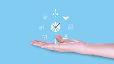 Dijital hedef pazarlama ve satışlar iş teknolojisi kavramını artırıyor, çevrimiçi pazarlama, iş çevrim içi.