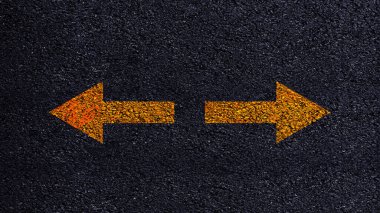 Arrow Direction Seçeneği Sol ve Sağ, Zor Karar Verme Konsepti, Motivasyon ve Büyüme.