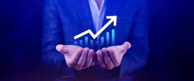 Küresel iş büyümesi analizi ve varlık yatırım grafiği İş ve Finans, Yukarı ok ekonomi grafiği, küresel ekonomik eğilim analizi, sanal ekran analizi.