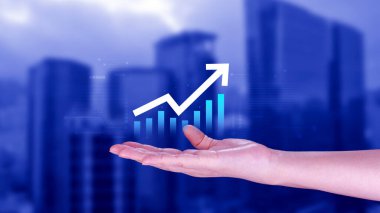 Küresel iş büyümesi analizi ve varlık yatırım grafiği İş ve Finans, Yukarı ok ekonomi grafiği, küresel ekonomik eğilim analizi, sanal ekran analizi.