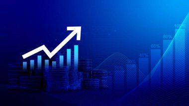 Küresel iş büyümesi analizi ve varlık yatırım grafiği İş ve Finans, Yukarı ok ekonomi grafiği, küresel ekonomik eğilim analizi, sanal ekran analizi.