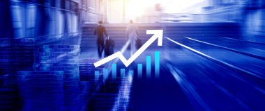 Küresel iş büyümesi analizi ve varlık yatırım grafiği İş ve Finans, Yukarı ok ekonomi grafiği, küresel ekonomik eğilim analizi, sanal ekran analizi.