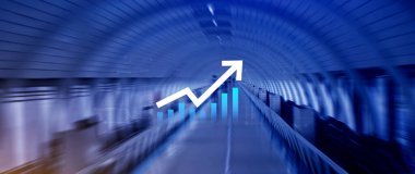 Küresel iş büyümesi analizi ve varlık yatırım grafiği İş ve Finans, Yukarı ok ekonomi grafiği, küresel ekonomik eğilim analizi, sanal ekran analizi.