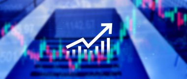 Küresel iş büyümesi analizi ve varlık yatırım grafiği İş ve Finans, Yukarı ok ekonomi grafiği, küresel ekonomik eğilim analizi, sanal ekran analizi.