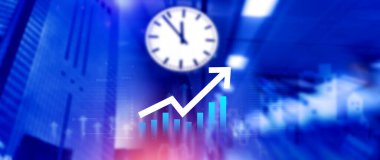 Küresel iş büyümesi analizi ve varlık yatırım grafiği İş ve Finans, Yukarı ok ekonomi grafiği, küresel ekonomik eğilim analizi, sanal ekran analizi.