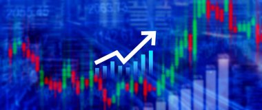 Küresel iş büyümesi analizi ve varlık yatırım grafiği İş ve Finans, Yukarı ok ekonomi grafiği, küresel ekonomik eğilim analizi, sanal ekran analizi.