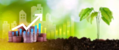 Küresel iş büyümesi analizi ve varlık yatırım grafiği İş ve Finans, Yukarı ok ekonomi grafiği, küresel ekonomik eğilim analizi, sanal ekran analizi.