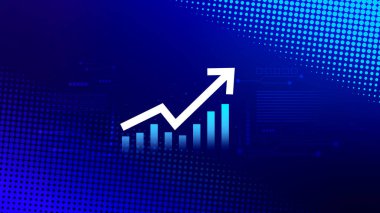 Küresel iş büyümesi analizi ve varlık yatırım grafiği İş ve Finans, Yukarı ok ekonomi grafiği, küresel ekonomik eğilim analizi, sanal ekran analizi.