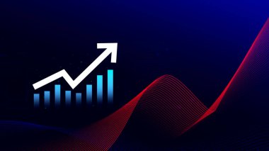 Küresel iş büyümesi analizi ve varlık yatırım grafiği İş ve Finans, Yukarı ok ekonomi grafiği, küresel ekonomik eğilim analizi, sanal ekran analizi.