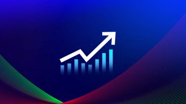 Küresel iş büyümesi analizi ve varlık yatırım grafiği İş ve Finans, Yukarı ok ekonomi grafiği, küresel ekonomik eğilim analizi, sanal ekran analizi.