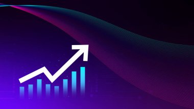 Küresel iş büyümesi analizi ve varlık yatırım grafiği İş ve Finans, Yukarı ok ekonomi grafiği, küresel ekonomik eğilim analizi, sanal ekran analizi.