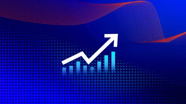 Küresel iş büyümesi analizi ve varlık yatırım grafiği İş ve Finans, Yukarı ok ekonomi grafiği, küresel ekonomik eğilim analizi, sanal ekran analizi.