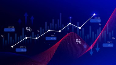 Borsa işi ve finansal büyüme grafiği. İş grafiği grafik şeması, ticaret grafiği yatırım artışı, küresel eğilim oku yukarı ve aşağı.