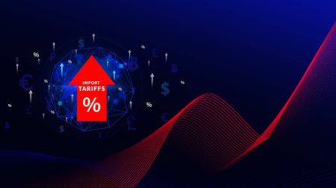 İthalat tarifeleri kavramı artırıyor, ekonomiyi artırmak için hükümet ithalat vergisi, endüstriyel büyüme vergisi, ithalat vergisi artışı, kalkınma için ticaret savaşı politikası