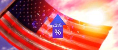 İthalat vergileri konsepti yükseltti, Amerikan hükümeti ithalat vergisi Amerikan ekonomisini, endüstriyel büyüme vergisini, ticaret ithalat vergisini, kalkınma için ticaret politikasını artırdı