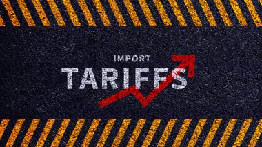 İthalat tarifeleri kavramı artırıyor, ekonomiyi artırmak için hükümet ithalat vergisi, endüstriyel büyüme vergisi, ithalat vergisi artışı, kalkınma için ticaret savaşı politikası