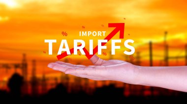 İthalat tarifeleri kavramı artırıyor, ekonomiyi artırmak için hükümet ithalat vergisi, endüstriyel büyüme vergisi, ithalat vergisi artışı, kalkınma için ticaret savaşı politikası