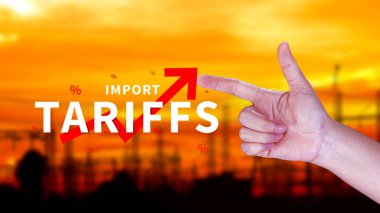 İthalat tarifeleri kavramı artırıyor, ekonomiyi artırmak için hükümet ithalat vergisi, endüstriyel büyüme vergisi, ithalat vergisi artışı, kalkınma için ticaret savaşı politikası