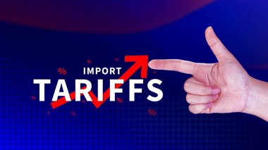 İthalat tarifeleri kavramı artırıyor, ekonomiyi artırmak için hükümet ithalat vergisi, endüstriyel büyüme vergisi, ithalat vergisi artışı, kalkınma için ticaret savaşı politikası