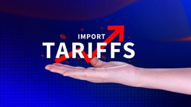 İthalat tarifeleri kavramı artırıyor, ekonomiyi artırmak için hükümet ithalat vergisi, endüstriyel büyüme vergisi, ithalat vergisi artışı, kalkınma için ticaret savaşı politikası