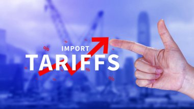 İthalat tarifeleri kavramı artırıyor, ekonomiyi artırmak için hükümet ithalat vergisi, endüstriyel büyüme vergisi, ithalat vergisi artışı, kalkınma için ticaret savaşı politikası