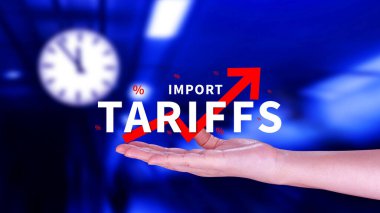 İthalat tarifeleri kavramı artırıyor, ekonomiyi artırmak için hükümet ithalat vergisi, endüstriyel büyüme vergisi, ithalat vergisi artışı, kalkınma için ticaret savaşı politikası