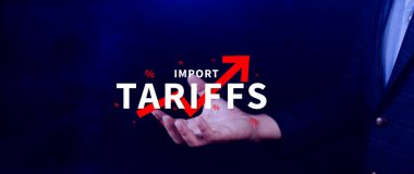 İthalat tarifeleri kavramı artırıyor, ekonomiyi artırmak için hükümet ithalat vergisi, endüstriyel büyüme vergisi, ithalat vergisi artışı, kalkınma için ticaret savaşı politikası