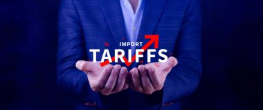 İthalat tarifeleri kavramı artırıyor, ekonomiyi artırmak için hükümet ithalat vergisi, endüstriyel büyüme vergisi, ithalat vergisi artışı, kalkınma için ticaret savaşı politikası