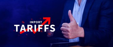 İthalat tarifeleri kavramı artırıyor, ekonomiyi artırmak için hükümet ithalat vergisi, endüstriyel büyüme vergisi, ithalat vergisi artışı, kalkınma için ticaret savaşı politikası