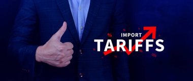 İthalat tarifeleri kavramı artırıyor, ekonomiyi artırmak için hükümet ithalat vergisi, endüstriyel büyüme vergisi, ithalat vergisi artışı, kalkınma için ticaret savaşı politikası